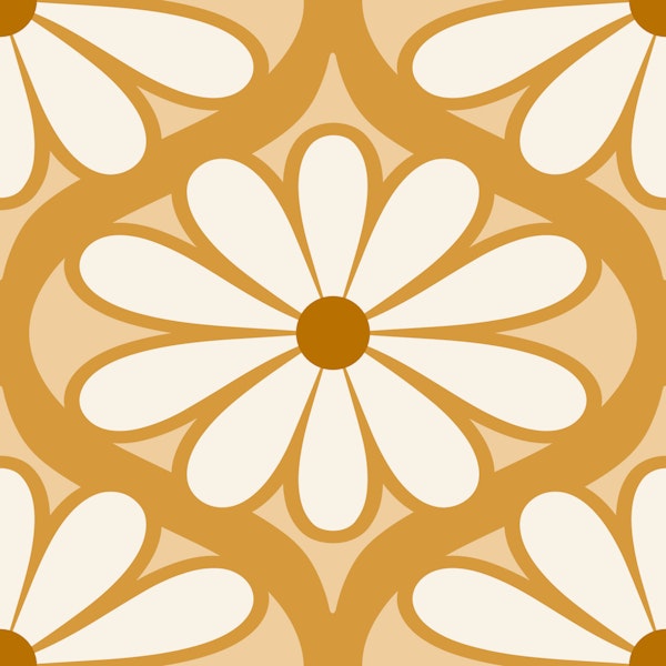 Scandi Retro Flower Moody Yellow