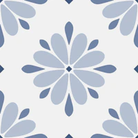 Scandi Folk Flower Geo Moody Blue wallpaper