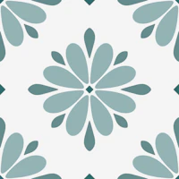 Scandi Folk Flower Geo Teal Green wallpaper