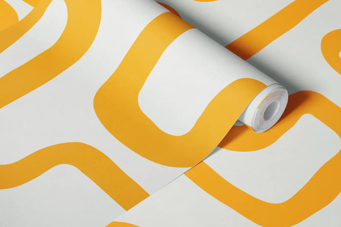 Mustard Maze Lines wallpaper roll