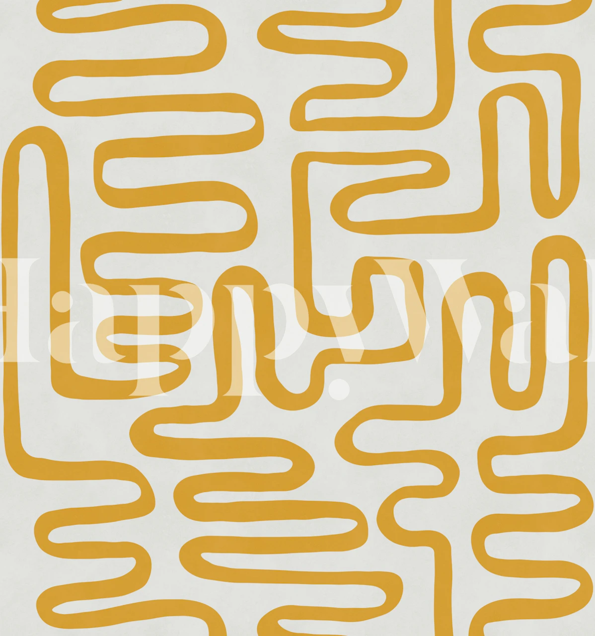 Mustard maze line wallpaper in a modern room