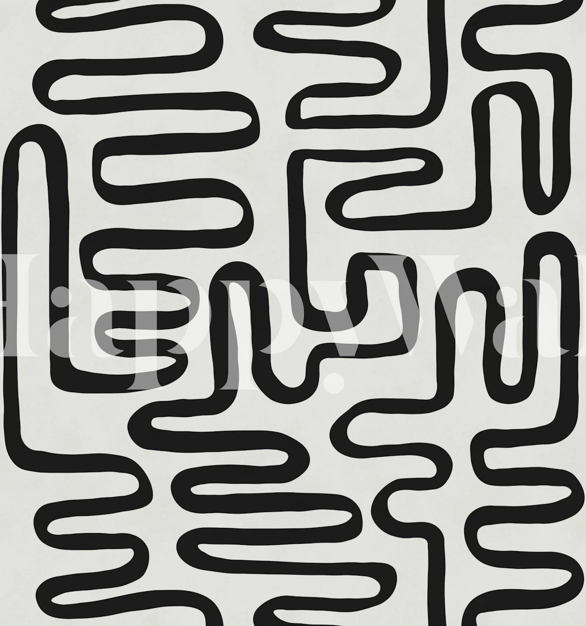 Black wavy line wallpaper in a modern room