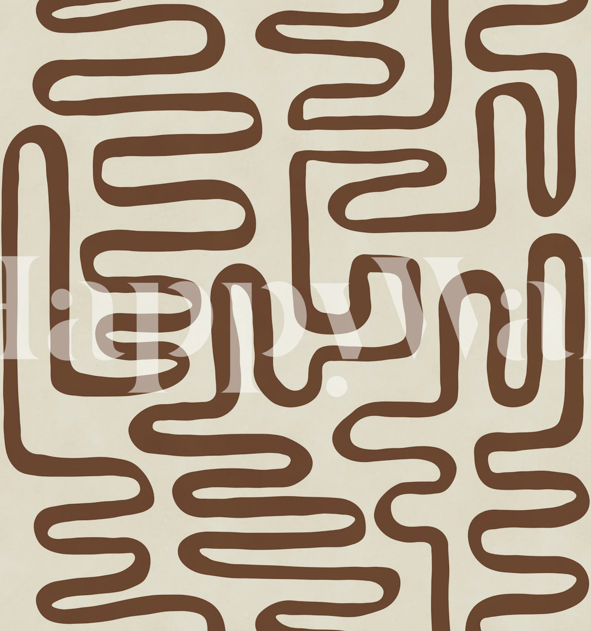 Terracotta maze line wallpaper in a cream room