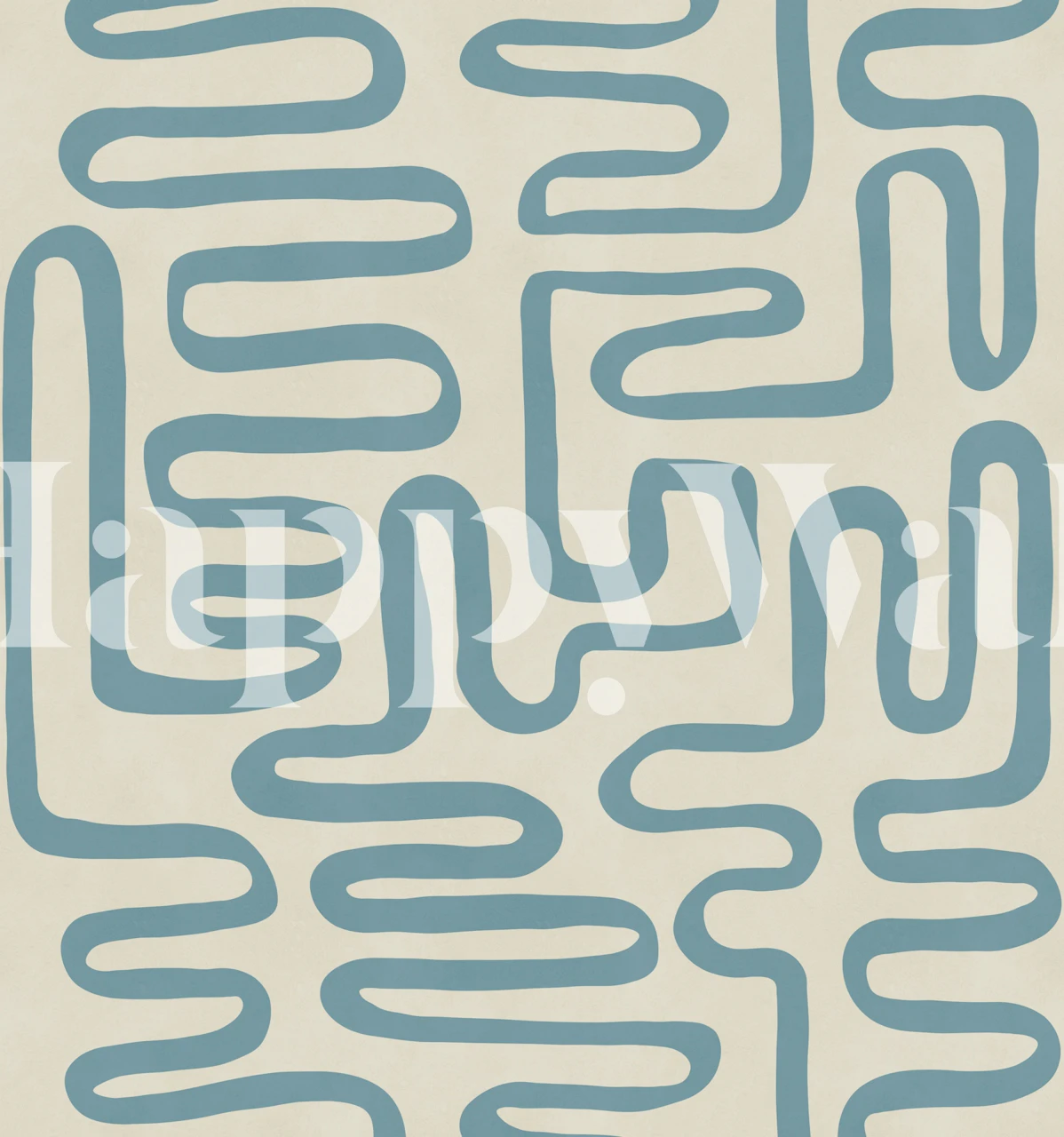 Seafoam maze line wallpaper in a cream room