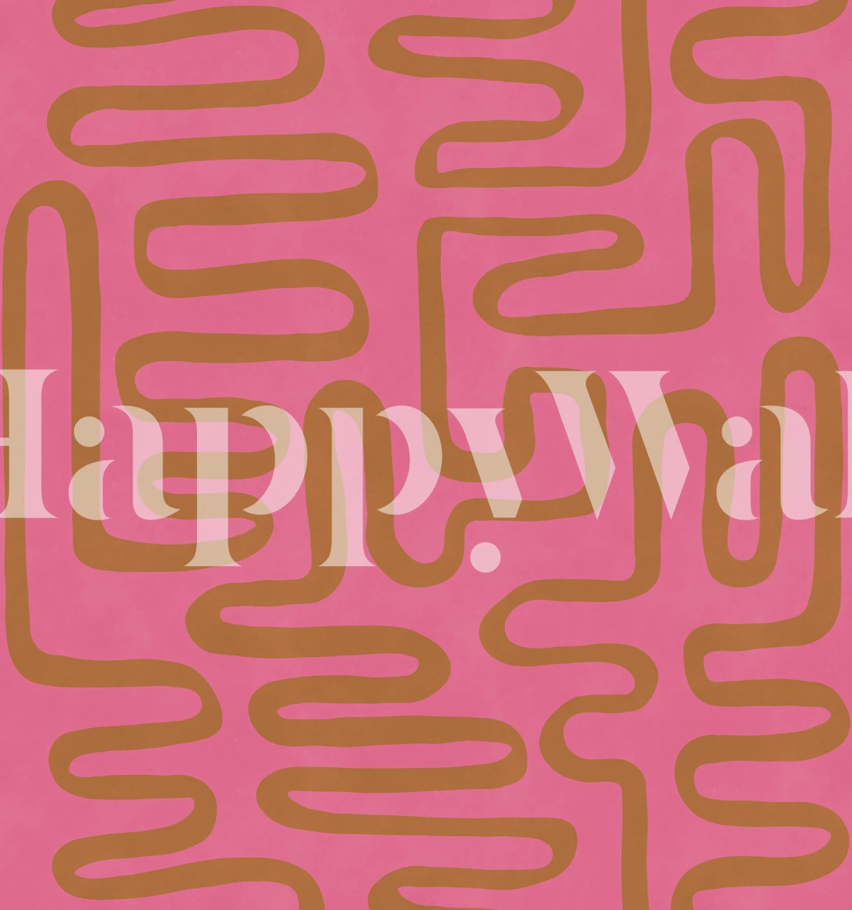 Pink squiggle maze wallpaper in a modern room