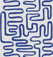 Cobalt Wavy Maze Lines wallpaper