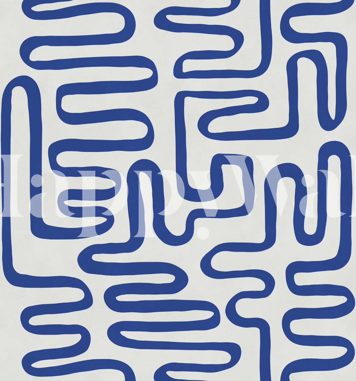 Blue maze line wallpaper in a modern room