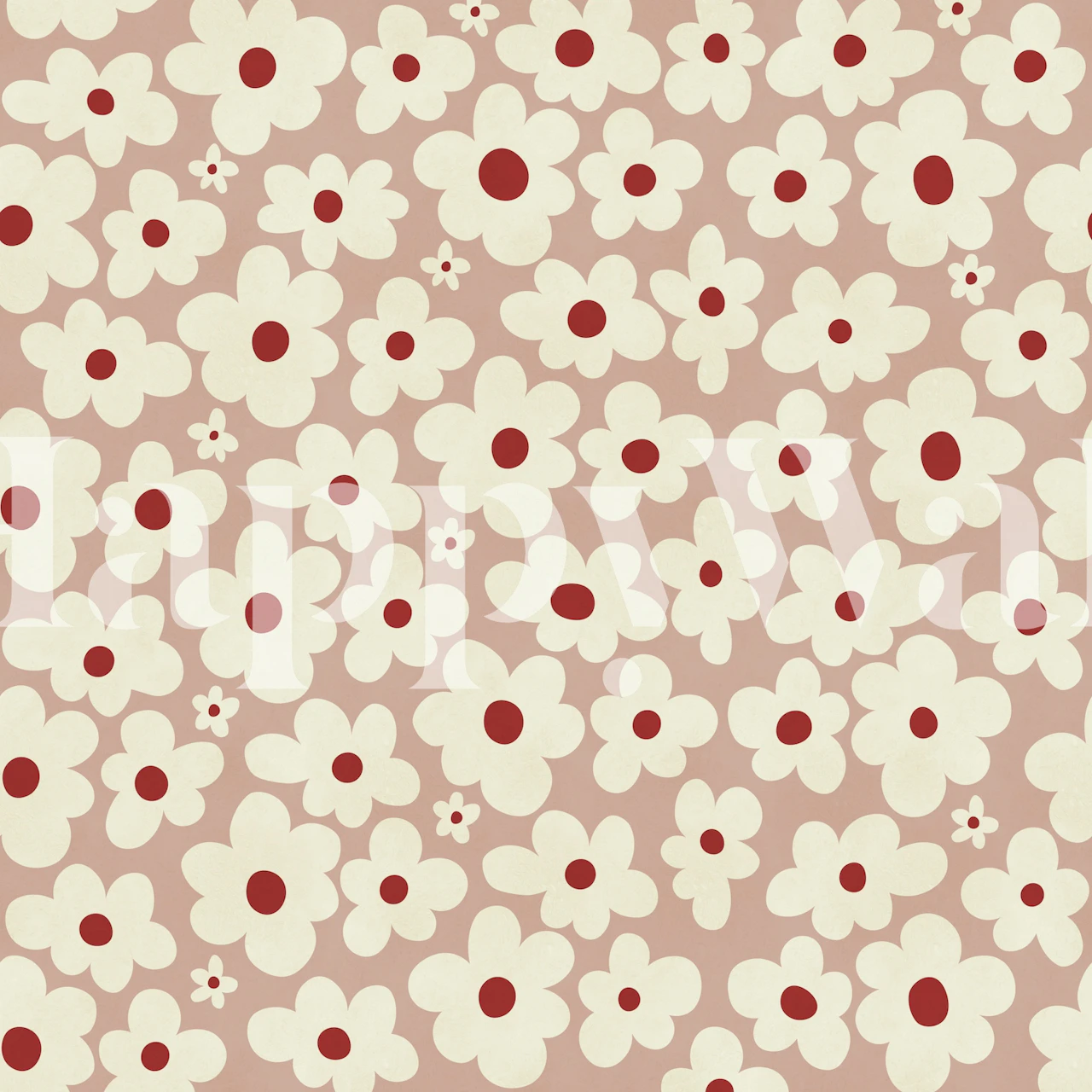 Retro daisy pink wallpaper in a room