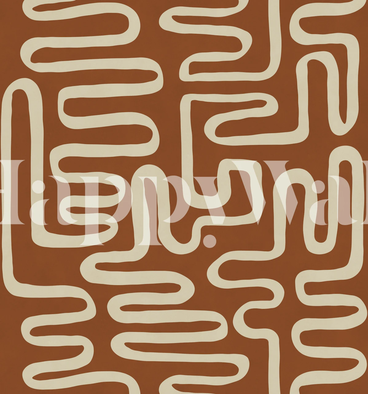 Terracotta maze wallpaper in a modern room