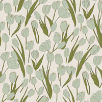 Muted Sage Green Tulips on Linen tapet