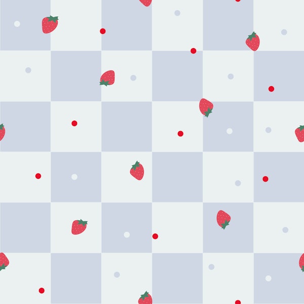 Strawberry Gingham Pastel Blue