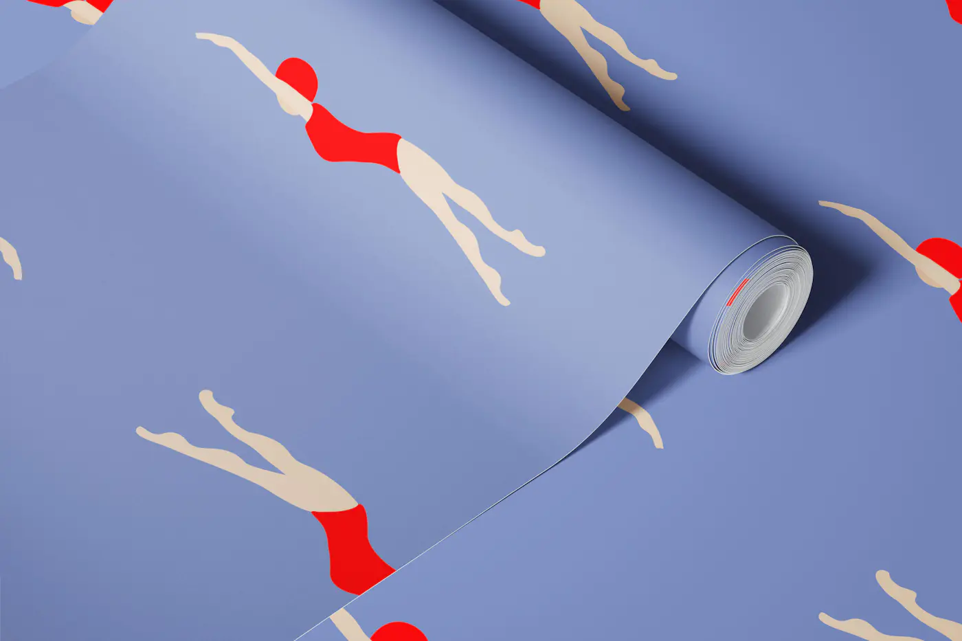 Minimal Swimmers in Blue Pool wallpaper roll