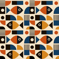 Mid Century Geometric Bauhaus Fish 1 wallpaper