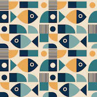 Mid Century Geometric Bauhaus Fish 2 wallpaper