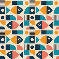Mid Century Geometric Bauhaus Fish 3 wallpaper