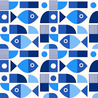 Mid Century Geometric Bauhaus Fish 5 wallpaper