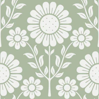 Retro Scandi Daisy Garden - Sage Green tapeet