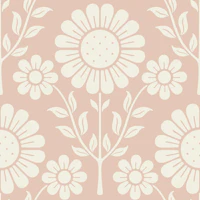 Retro Scandi Daisy Garden - Cream tapeet