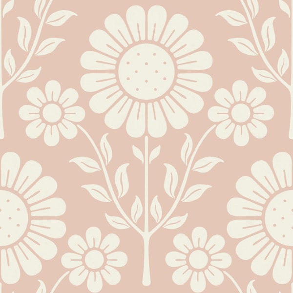 Retro Scandi Daisy Garden - Cream