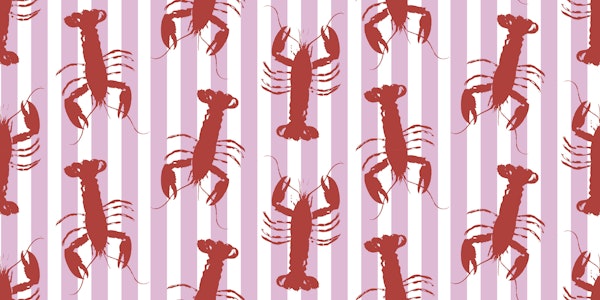 Red Lobsters on Pink Stripes