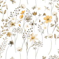 Flower Paradise 2 White Cream wallpaper