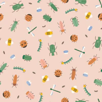 Busy Bugs Peach Puff wallpaper