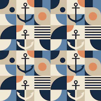 Mid Century Nautical Sailor Anchor Grid 1 wallpaper