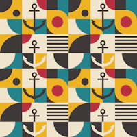 Mid Century Nautical Sailor Anchor Grid 2 wallpaper