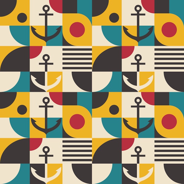 Mid Century Nautical Sailor Anchor Grid 2