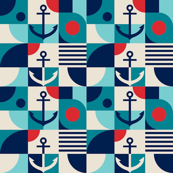 Mid Century Nautical Sailor Anchor Grid 3