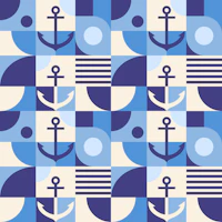 Mid Century Nautical Sailor Anchor Grid 4 wallpaper