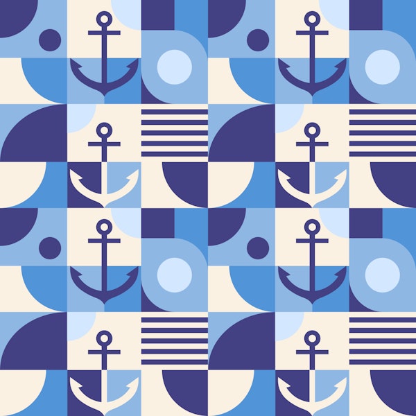 Mid Century Nautical Sailor Anchor Grid 4