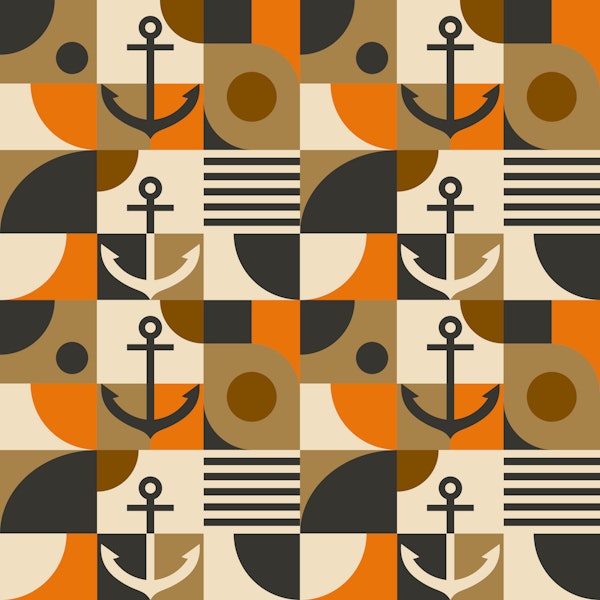 Mid Century Nautical Sailor Anchor Grid 5
