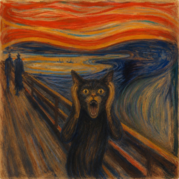 Edvard Munch The Scream with Black Cat