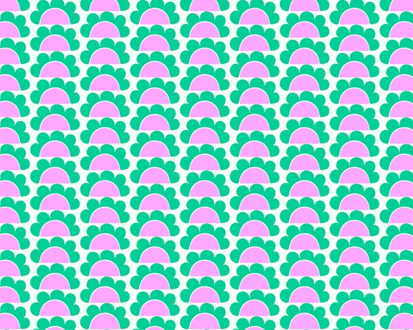 Retro Scallop Waves Mint Pink