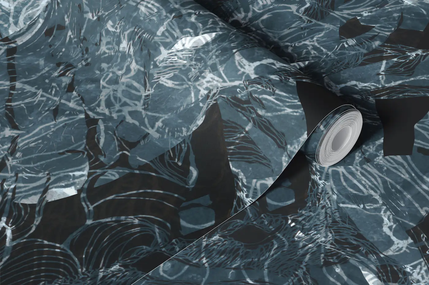 Midnight Topographic Camo wallpaper roll