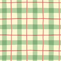 Green cream gingham handdrawn plaid tapete