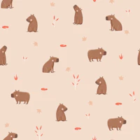 Cute Capybaras on Blush Beige tapete