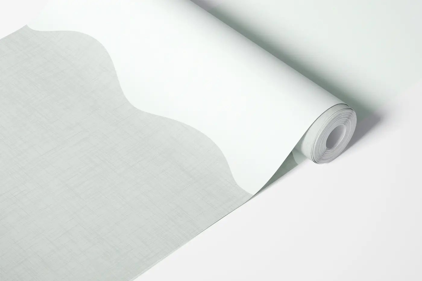 Minimal Wavy Border Sage with linen texture wallpaper roll