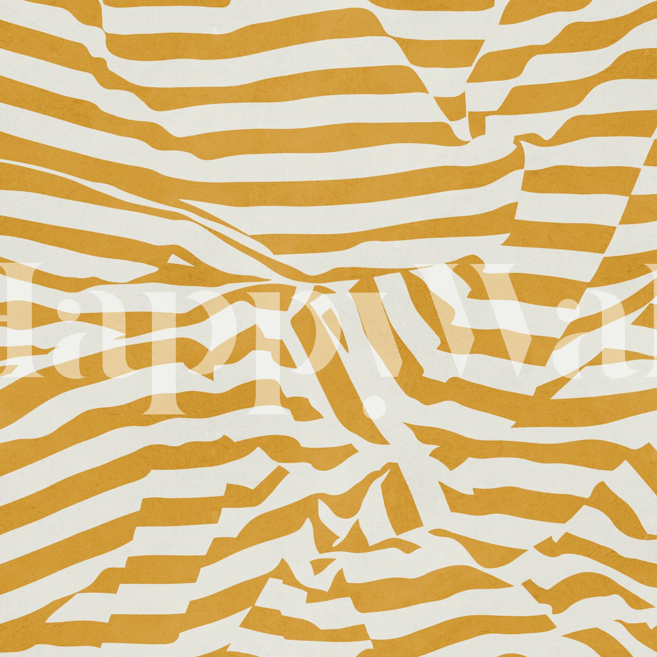 Mustard zebra stripes wallpaper in a modern room