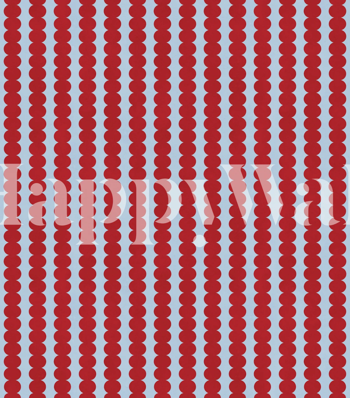 Red scallop stripe wallpaper in a room