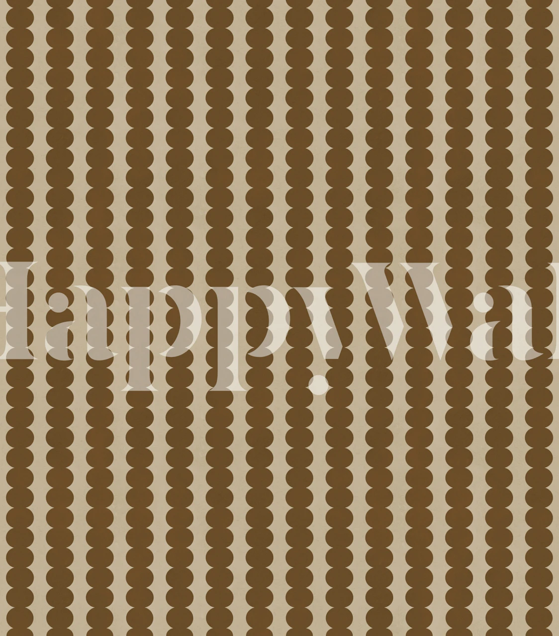 Caramel scallop stripe wallpaper in a neutral room