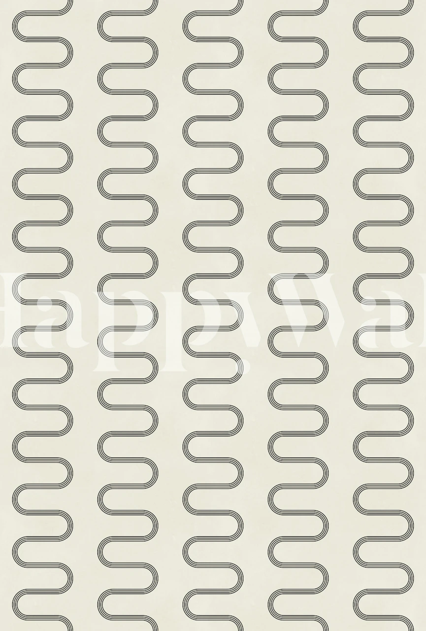 Minimal Wavy Lines Beige tapete