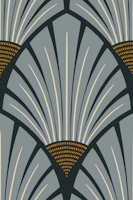 art deco scallops - dusty blue navy golden wallpaper