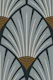 art deco scallops - dusty blue navy golden