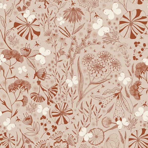 Faltblommor Wildflower Meadow Burnt Umber