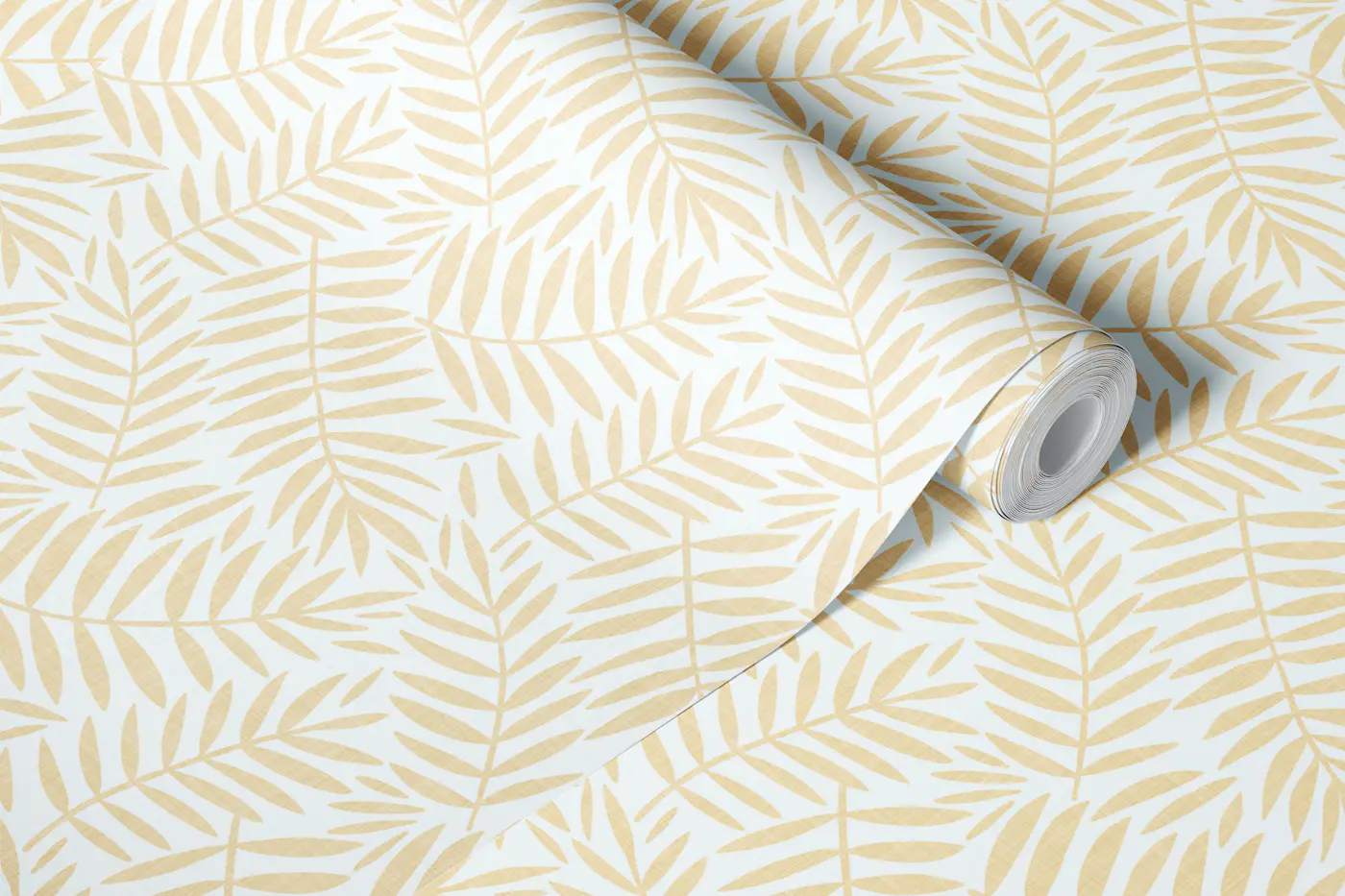Coastal Boho Beige Palm Fronds on Eggshell wallpaper roll