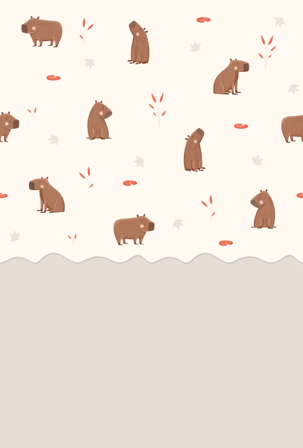 Playful Capybaras Gray