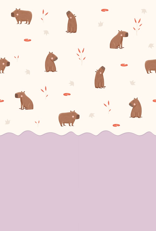 Sweet Capybara with lilac dado wall