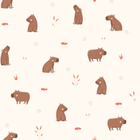 Playful Capybaras Neutral tapete